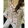 Pijama Longo Feminino Quente para Primavera, Outono e Inverno com Bojo, Novo Conjunto de Duas Peças Doce e Fofo para Casa 2025