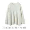 Nuevo Suéter de Cuello Redondo de Cachemira con Giro Estilo Perezoso Otoño e Invierno Jersey Holgado Suéter Base Top Cálido