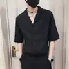 Camiseta de Manga Curta de Seda Gelo de Alta Qualidade Masculina Verão Marca da Moda Casual Rufião Bonito Camiseta de Manga Média Camiseta de Meia Manga Masculina da Moda