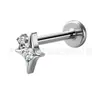 Pendientes de Estrella de Titanio Jiangtai F136 Circonita Cruz Estrella Labret Aleación de Titanio G23 Joyería para Piercings Corporal Pendientes de Hélice Auricular