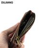 Carteira Nova Masculina Transfronteiriça Retro Simples Bolsa com Zíper Bolsa para Armazenamento de Fio de Fone de Ouvido Porta-Moedas de Couro Genuíno