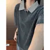 Camisa Polo de Retazos Pied de Poule Estilo Americano para Hombre, Camiseta de Manga Corta, Camiseta Fresca de Moda de Media Manga para Verano