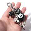 Chaveiro de Bola de Bilhar Irregular Clássico Preto com Design de Dado de 8 Bolas Pretas, Adequado para Pendurar no Telefone e na Bolsa, em Estoque