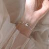 Pulseira Borboleta Dupla Camada Prata de Lei S925 Acessórios Femininos Luxo Acessível Nicho Alto Padrão Nova Joia de Mão Presente de Dia dos Namorados
