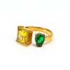 Anillo abierto de cristal de circonita ins europeo y americano de lujo ligero para mujer, nicho, acero de titanio de alta calidad, anillo chapado en oro en stock, venta al por mayor