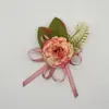 Flores de Muñeca de Peonía e Hortensia Vintage Estilo Europeo y Coreano para Novias y Damas de Honor, y Boutonnières de Boda Hechos a Mano para Novios y Padrinos