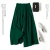 En Stock Al Por Mayor Pantalones Falda Anchos de Algodón y Lino para Mujer, Corte Holgado, Cintura Alta Semi-Elástica, Pantalones de Nueve Cuartos Adelgazantes, Productos de Exportación