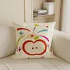 Almofada decorativa fofa de desenho animado para sofá de sala de estar, almofada decorativa festiva vermelha, almofada lombar para cabeceira de cama, removível e lavável
