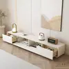 Mueble de TV Moderno Minimalista Sala de Estar Hogar Apartamento Pequeño Estilo Crema Madera Maciza Mueble de TV de Pie Combinación con Mesa de Café