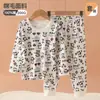 [Venta de Liquidación] Conjunto de Ropa Interior Térmica 100% Algodón para Niños de Otoño e Invierno para Estudiantes de Primaria y Bebés, Camiseta y Pantalones de Otoño e Invierno