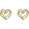 Pendientes Minimalistas de Corazón Hueco con Tachuelas de Diamante Super Brillantes Estilo Coreano Pendientes Dulces Elegantes Exquisitos de Nicho Pendientes de Moda Populares