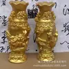 Atacado de bênção luminosa palavra dragão duplo e fênix vaso dourado sala de estar casa presente jade artesanato ornamentos fornecimento ao vivo