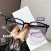 Gafas Fotocromáticas Gafas para Transmisión en Vivo de Tiktok Montura Negra Gafas de Sol Color Té Retro Modernas para Hombre Gafas Graduadas para Mujer