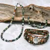 Moda Europeia e Americana Colar de Contas de Ágata Indiana Pulseira de Múltiplas Camadas Tecida à Mão Brincos Conjunto de Três Peças Joias Atacado