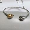 Pulsera de Cabeza de Calavera con Diseño Hip-Hop, Pulsera Abierta Unisex, Diseño de Moda, Chapada en Oro, Estilo Personalizado