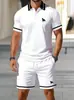 Comércio Exterior Aliexpress Temu Moda Masculina Casual Camiseta Polo de Manga Curta Estampa 3D Conjunto de Roupas e Calças