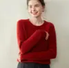 Baicai Rong Estilo Nuevo Otoño/Invierno Tejido de Canalé Cuello Redondo Cachemira para Mujer Suéter Simple Moderno de Moda Manga Larga Tejido Capa Base