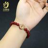 Nuevo brazalete de círculo único bañado en oro con arena de cristal de mineral en bruto brazalete de cinabrio arena granular joyería para hombres y mujeres suministro en vivo al por mayor