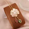 Versão Alta Shijia Idyllia Colar de Flores Coloridas para Mulheres Moda Europeia e Americana Pingente de Flor Multicor Corrente Clavicular Transfronteiriço