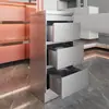 Mostrador de Herramientas para Barbería, Gabinete de Acero Inoxidable de Doble Cara para Salón de Peluquería, Almacenamiento con Cajones y Estante para Secadoras