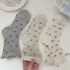 Calcetines de Malla Hueca Finos de Verano con Puño Alto Ins Tendencia Dulce Estilo Ballet Dobladillo Lazo Transpirables Medias para Mujer