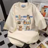 Camiseta Manga Curta Oversize Estilo Coreano Estampa Divertida Graffiti Verão Ins Design de Nicho Estilo Casal Top Tendência