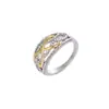 Anillo de Estilo Europeo y Americano 2021 Incrustado con Diamantes con Diseño Hueco, Anillo de Joyería de Plata Personalizado, Regalo 520 para Pareja, Joyería Geométrica de Lujo Ligero