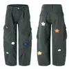 Ropa Muxi # Estilo High Street Americano Bordado Floral 3D Moderno Nicho Casual Pantalones Holgados Versátiles Pantalones Cargo
