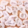 Ágata Blanco Natural Mineral de Cueva Corte de Piedra Original Estándar Ágata de Cueva Marroquí Hueco Mini Cornucopia Adornos