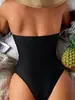 Ins Traje de baño Europeo y Americano ebay Correa Sin Tirantes Ajustado Playa Una Pieza Bikini Nuevo Playa Triángulo Traje de Baño