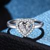 Nuevo Anillo de Diamante Moissanita Incrustado en Forma de Corazón, Estilo Dulce, Corazón Simulado, Apertura Estilo Frío, Anillo de Propuesta Ajustable