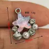 Acessórios Europeus e Americanos de Nicho com Gotejamento de Óleo Coração de Concha Estrela Liga de Metal Material para Pulseira DIY Corrente de Celular Pingente de Brinco