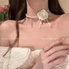 Collar de Perlas Camelia para Mujer, Cadena Clavicular Choker, Cadena de Cuello Floral de Nicho de Lujo, Accesorio de Cuello de Gama Alta