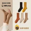 Calcetines de mujer para otoño e invierno de algodón con forro polar, gruesos, cálidos, negros, calcetines de invierno de algodón tipo toalla
