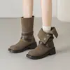 Botas de moda estilo británico con plataforma alta para mujer, otoño 2026 nuevo estilo vaquero occidental desértico botas cortas adelgazantes