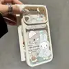 Adecuado para funda de teléfono Apple 17ProMax con colores contrastantes, ventana grande, ranura para tarjeta, paraguas para la lluvia y diseño de conejito de dibujos animados 18 cubierta protectora