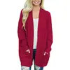 Jaqueta Casual Longa de Malha Europeia e Americana Transfronteiriça Suéter Amazon Feminino Comércio Exterior Outono e Inverno Solta Moda