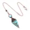 Suministro Transfronterizo Colgante Péndulo de Cristal de Color Rojo Antiguo Soporte de Flores Retro Resina Cónica Hexagonal Ágata Grava Péndulo