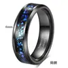 Anillo de Moda Serie Nueva Galaxia Transfronterizo Europeo y Americano Amazon con Gema Australiana Azul 6mm Acero de Tungsteno Al por Mayor para Hombres