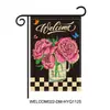 Bandera de jardín de lino de fábrica transfronteriza, bandera colgante decorativa de hortensia de playa, bandera decorativa para patio, bandera de lino sintético al por mayor