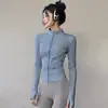 Chaqueta corta adelgazante y que realza la figura, ceñida a la cintura, muestra la figura, ropa deportiva para correr, maillot de ciclismo, camiseta transpirable de secado rápido, ropa de yoga y fitness
