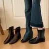 Foto Selfie 3cm de Altura Já Enviado em Corrente de Pele Sintética Marrom e Preta Sapatos de Bico Quadrado em Estoque