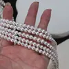 40 cm más largos, perlas naturales de agua dulce AK blancas nucleadas, forma casi redonda, de 6-7 mm, para collares, pulseras y cadenas para la clavícula DIY