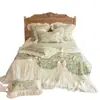 Estilo Pintura al Óleo Fresca 60S Tencel Colcha de Verano Juego de Cuatro Piezas Colcha Refrescante de Verano con Borde de Encaje Colcha para Aire Acondicionado Sábana Bajera Cubre Cama
