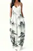 Vestido de Playa Hawaiano 2026 con Estampado de Plantas, Holgado y Sexy con Tirantes Finos Vestido Largo de Vacaciones para Mujer con Bolsillos