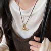 ¡A primera vista! Collar de Cuerda de Cuero con Forma de Croissant Coreano para Mujer, Estilo Ins Simple, Cadena Versátil para Clavícula, Cadena Larga para Sudadera