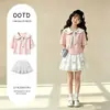 Moda para Niñas Falda Corta de Verano Conjunto de Dos Piezas para Niños Mayores, Nuevo Estilo de Verano con Lazo de Color Contrastante, Conjunto de Falda a la Moda de Manga Corta
