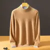 Suéter de cachemira de doble capa para hombre con cuello alto medio para otoño e invierno 2026, business casual, lujo ligero, versátil, corte holgado, capa base