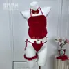 Lencería de Seda Diyi Miao Si Estilo Deseo Puro Sexy Terciopelo de Alta Gama Role Play de Chica Gato Banda para la Cintura de Tres Puntos A606