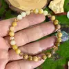 Pulsera de Cristal Amarillo con Abalorios, Estilo Europeo y Americano Transfronterizo, Nueva Moda, Estilo Casual Simple Diario, Pulsera Versátil de Cuerda Elástica para Mujer